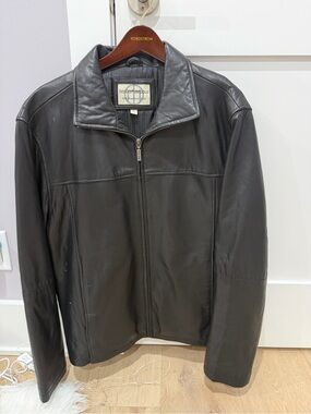 Boston harbour Black Leather Zip-Front Men's Jacket
